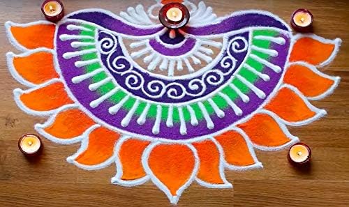 Design Criatividade Diwali Floor rangoli Art 5 Multicolour Rangoli Colors Cores de cerâmica 80g cada um com 6 preenchimentos rangoli Rangoli Powder Colors for Navratri Pongal Pooja Mandir por Indian Collectible