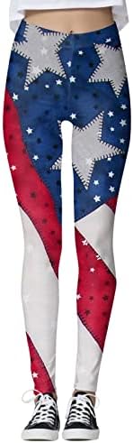 4 de julho Alta de cintura de cintura para mulheres American Flag Yoga Leggings Ultra Mold Brughed Strepchy Gym calças de
