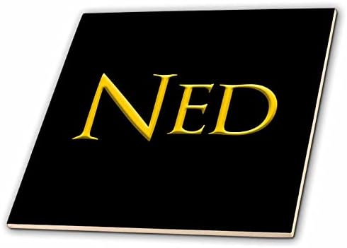 3drose Ned Nome de menino comum nos EUA. Amarelo no talismã negro - azulejos