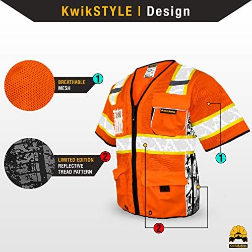 Kwiksafety - Charlotte, NC - Executive Highwayboss Premium Safety Vest [edição limitada] Classe 3 ANSI testada compatível com OSHA