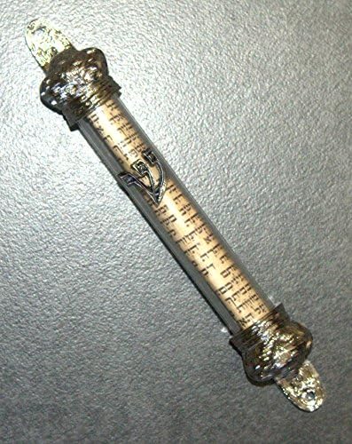 Tendências de coleta Judaica Mezuzah Caso de vidro Coroa de tom de prata com rolagem não kosher klaf