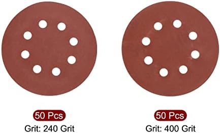 UXCELL 100 PCS de 5 polegadas Óxido de alumínio Discos de lixamento seco branco e lixamento de loop 240 Grit & 400 Grit