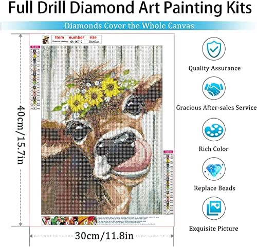 Kits de pintura de diamante Gemzono 4 Pack para adultos e crianças DIY 5D Diamond Art Paint com diamantes redondos Kit de pintura de arte de vaca completa para a decoração de parede em casa Presentes