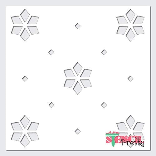 Estêncil - Flakes de neve e diamantes Padrão ALLOVER Design Melhores estênceis de vinil grandes para pintar em madeira, tela, parede, etc. Multipack | Material de cor branca de grau Ultra Show de grau