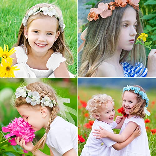 4 PCs Flower Girl Flower Crown Capinha de cabelo Acessórios para crianças Coroa de flor ajustável coroa floral bandeira da cabeça Fairy Firpient