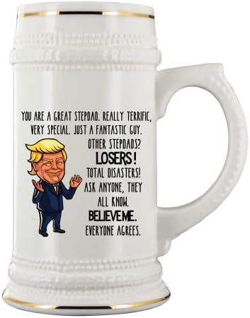 Trump Stepdad Cerveja caneca para o padrasto do pai da filha, enterro, idéia engraçada de aniversário para o bônus de apreciação do pai. Stein de cerâmica para homens