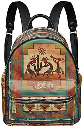 WideSale Aztec Kokopelli Purse de mochila de impressão sudoeste para mulheres Tribal Nativo americano Mini Viagem Backpack Ethnic Ethnic Leather Casual Daypack