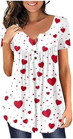 Akollsppnsy boho tops para mulheres de botão de botão, ocultar túnica 2023 blusas de impressão de manga curta para mulheres casuais
