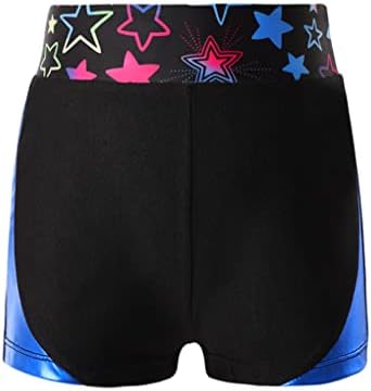 Hansber Kids Girls Dance Shorts de ginástica elástica de fundo de ginástica de ginástica alta da cintura