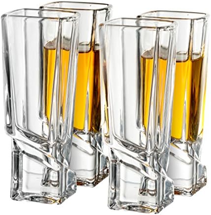 Joyjolt Carre quadrado copos escocês, óculos de uísque à moda antiga de 10 onças, vidro de uísque ultra claro para bourbon e conjunto de bebidas alcoólicas de 2 copos