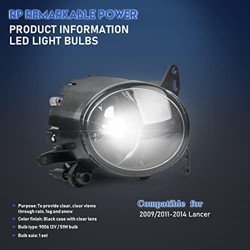 RP Power notável, luz de nevoeiro LED para 2008-2014 Lancer não-eVO DRL FOG LIGHT cromo com lâmpadas LED e fiação e lente transparente