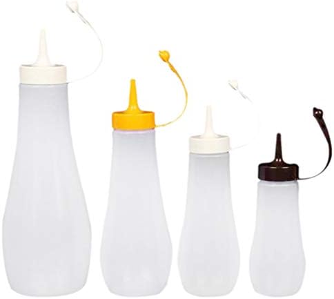 Molho doiLool espreme os gadgets de grelha de garrafa 4pcs aperto de plástico garrafas de condimento com tampas
