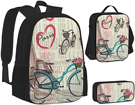 Ognot Eiffel Tower Bike Printing School Backpack Teens Girls Boys Bags School Bookbag com lanchone