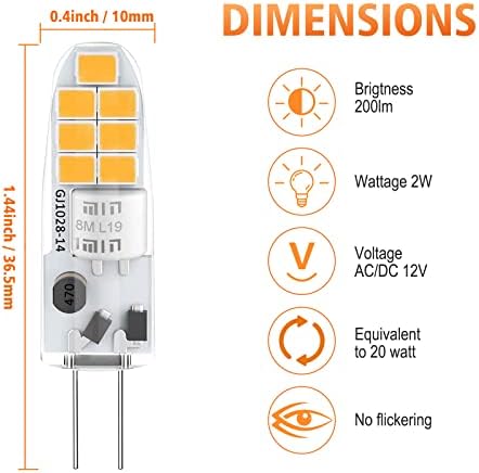 Lâmpada G4, lâmpadas G4 LED AC/DC 12V JC Tipo BI Base Base Base, sem lampejo, bulbos de halogênio de 20w G4 Substituição para iluminação