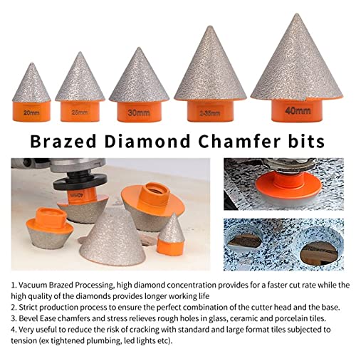M14 Diamond chanfer bits 20-75mm de moagem de moagem de mármore caço de marmore serra de alvenaria coroas de perfuração Ferramentas