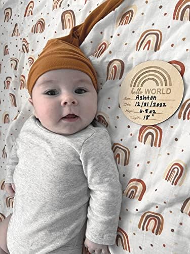 Baby Muslin Baby Swaddle Blanket Rainbow Print, luxuoso, macio e sedoso, 70% de bambu 30% algodão 47x47inch ， Gergo de recebimento