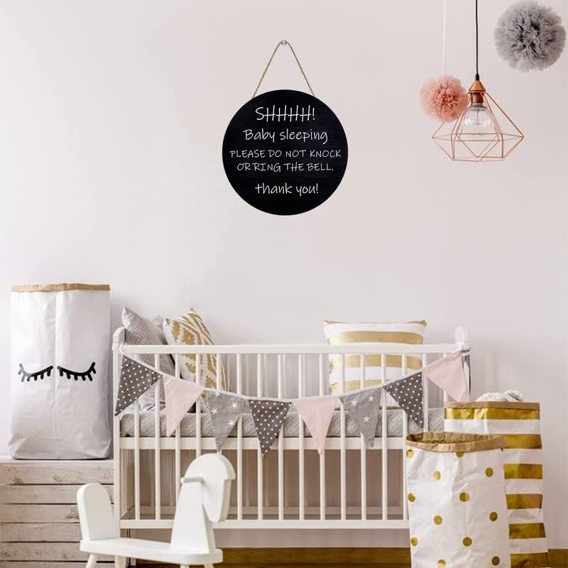 Baby Sleeping Salting Sign Sign Ploca, não toque a campainha não perturbe nenhum sinal de solicitação dormindo, decorativo da varanda decorativa da vara