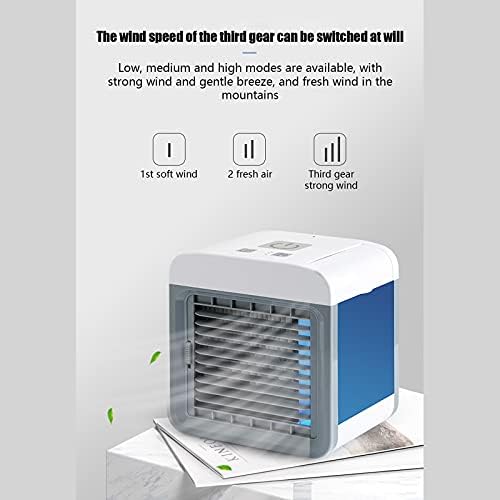 Mini ar condicionado portátil pequena unidade de evaporativa CA com 3 velocidades de resfriamento Mini quarto mais frio com fã de resfriamento de entrada USB para quarto com função de umidificador