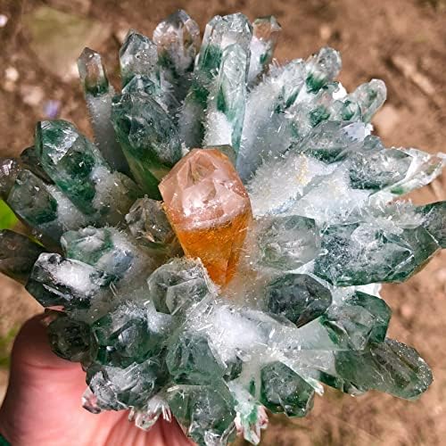 Ornamentos de cristal de Saiyi 1,50lb Green Phantom Quartz Crystal Cluster Mineral Aceling Healing
