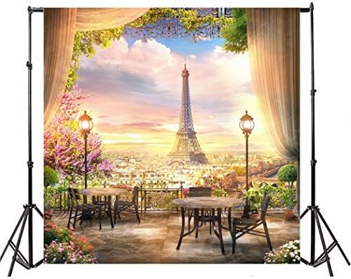 LFEEY 8X8FT FRANCÊS FRANCESSONHENCIONAIS EIFFEL EIFFEL TOWER CORTINHA FLORES FLORES Cidade View Photograph