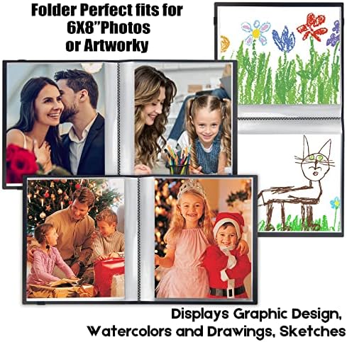Álbum de fotos 6x8 Fotos, Livro de Álbum de Photo 6x8 Holds 64 Fotos - Art Portfolio Binder para 6 x 8 fotos, álbum