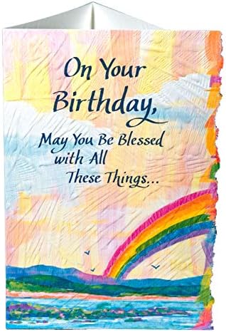 Cartão de Greeting das Artes da Montanha Azul “No seu aniversário, você pode ser abençoado com todas essas coisas ...” compartilha os desejos mais felizes de aniversário