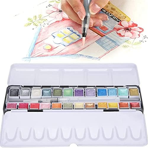 MJWDP Pigmento de aquarela 24 colorido conjunto de tintas em aquarela sólida com pincel de tinta para iniciantes artistas