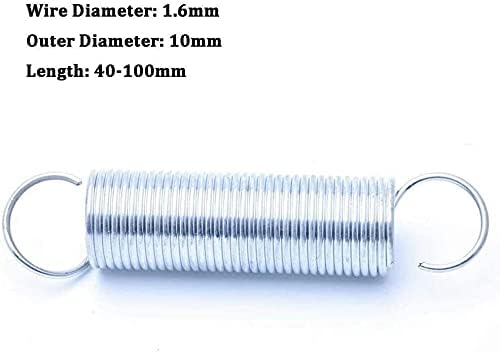 Nianxinn compressão molas mola de tensão com gancho de zinco branco diâmetro de arame de zinco 1. diâmetro externo de 6 mm 10 mm de extensão da mola de 40-100 mm 5pcs mola de compressão