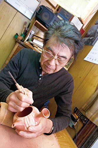 Seleção de Tóquio Matcha - Tokoname Shudei Kyusu Bule de chá - Shunen - Plum 220cc/ml - malha fina de cerâmica com caixa de madeira [Standard Ship by EMS: com rastreamento e seguro]