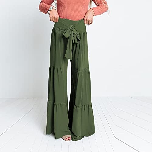 Calças de exercícios para mulheres de cokuera relaxadas, tendência de tendência de perna larga de túnica de cor sólida