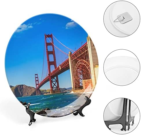 São Francisco Golden Gate BridgeCeramic Decorative Plate com Stand Plate Home de Bone China para Home Kitchen