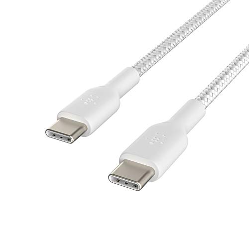 Belkin Boost Charge trançado USB-C para o cabo USB-C, branco, CAB004BT1MWH, laptop e carregador de parede USB-C de 25