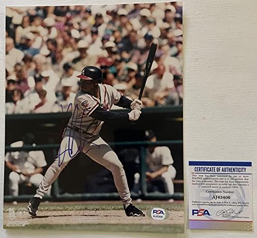 Kenny Lofton assinou autografado brilho 8x10 Foto Atlanta Braves - PSA/DNA autenticado