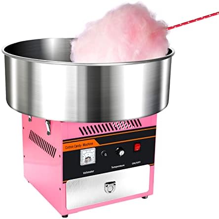LIANQIAN 980W Cotton Candy Machine, fabricante elétrica de algodão doce com tigela de aço inoxidável, colher de açúcar,