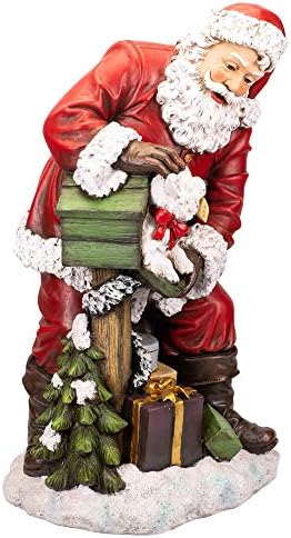 NAPCO importa o Papai Noel com caixa de correio Westie 31,5 polegadas resina estátua decorativa de natal