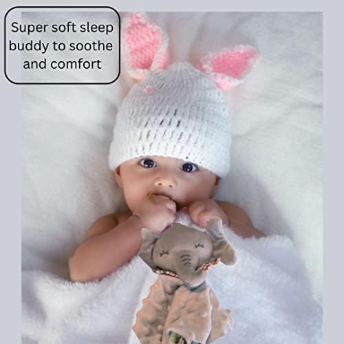 Jibby Baby Lovey Security Baby Blanket: Item de conforto super macio e durável para bebês com anel de dentição e fitas pacificadoras perfeitas para recém -nascidos para meninos e meninas
