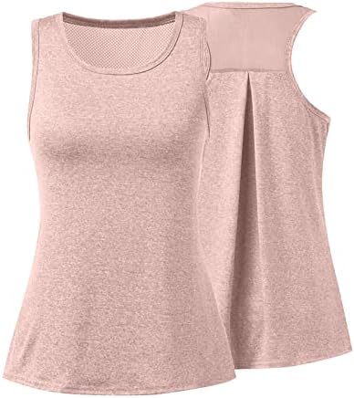 Tops de exercícios para mulheres Racerback Yoga Tops sem mangas ajuste solto Camisole colorida sólida malha de ioga camisa