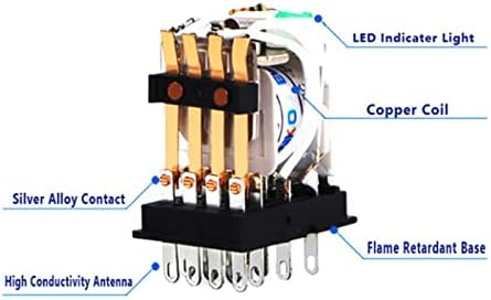 Velore 10pcs Mini intervalo de relé eletromagnético intermediário com LED 8/11/14 pinos AC 110V 220V DC 12V 24V Geral DPDT