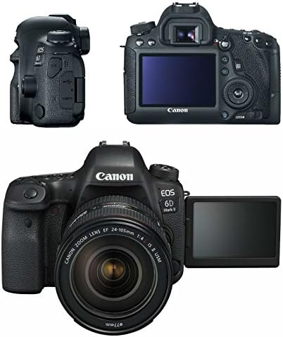 Câmera DSLR da Canon 6D Mark II com Canon EF 24-105mm f/4l IS II Lente USM, lentes panorâmicas e telefoxadas auxiliares, Memória de 32 GB + pacote de acessórios