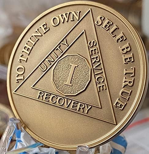 1 ano AA Medallion grande 1,5 polegada Pesada Premium Bronze Sobriedade Chip