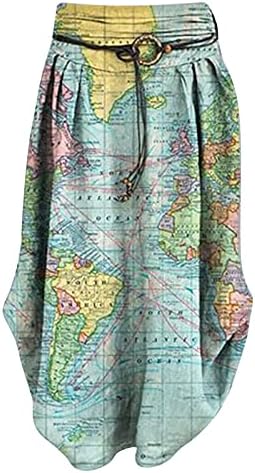 Mapas de linho de linho de algodão maxi feminino Badhub Map PRIMA PRIMENTO PRESTRADO LOLHO LONE HEM SAIR MENTO COM