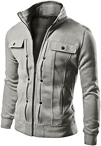 Retro Cardigan Outerwear para homens Button Button Decorado Zipper Fechamento Windbreaker Hippie Fit Caset Fit