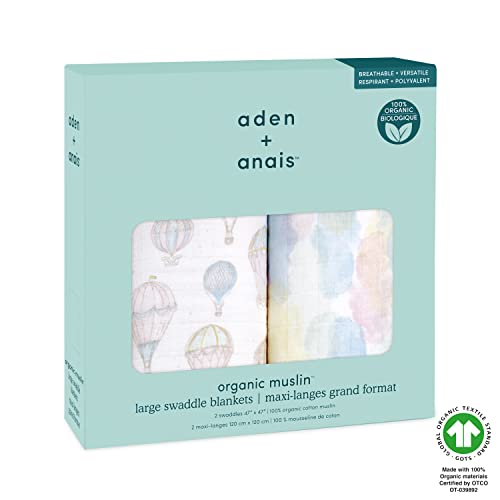 ADEN + ANALIS SWADDLE Bainto, cobertores de musselina boutique para meninas e meninos, bebês recebendo swaddles, conjunto ideal de recém -nascido e infantil, presentes de chuveiro perfeito, 2 pacote, deco