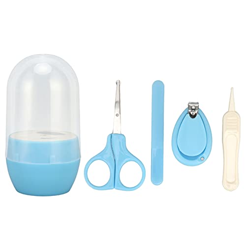 Kit de clipper de unhas de bebê, kit de unhas de bebê 4pcs mini tesouras arquivos de unhas unhas Clippers Tweezers Blue Baby Nail Care com caixa de armazenamento para casa