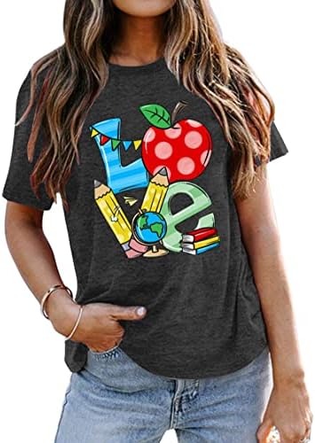 Camisas de professores hutut para mulher de verão Tops de gráfico fofos do jardim de infância do ensino de infância