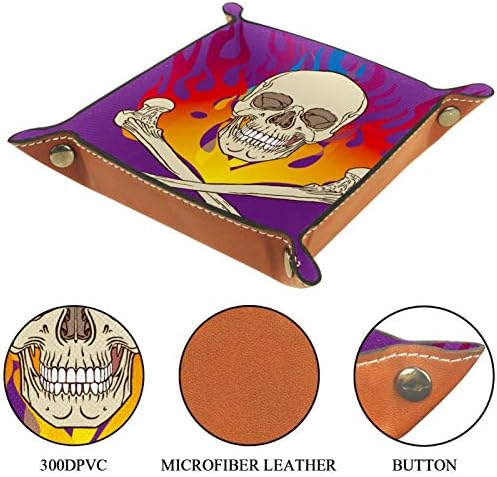 Lyetny Skull Flame Organizador roxo Bandeja caixa de armazenamento de cabeceira Caddy bandeja de desktop alteração de carteira