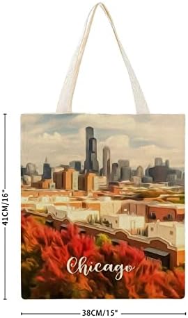 Chicago Canvas Tote Bag City Travel Gift Saco de resíduos Camping Tote Gift para seu presente de aniversário amigável ao