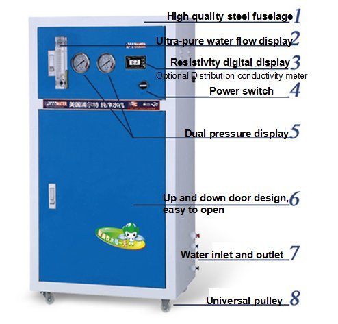 Máquina de água desionizada laboratorial, equipamento de purificação de água industrial, equipamento de água ultra pura
