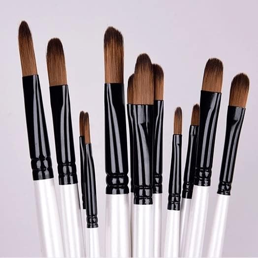 Conjunto Yebdd de 12 escovas de aquarela de alça de madeira de 12 nylon para aprender suprimentos de pincel de arte de pintura a óleo DIY (cor: D, tamanho