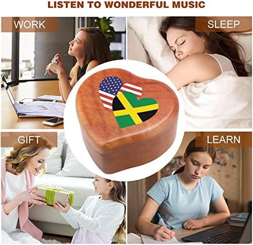 Jamaica American Heart Flag Wood Music Box vintage Wind Up Boxes Musical Gift for Christmas Birthday Birthday Dia dos Namorados